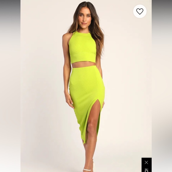 Lulus Skirts Lulus Lime Green 2 Piece Set Poshmark
